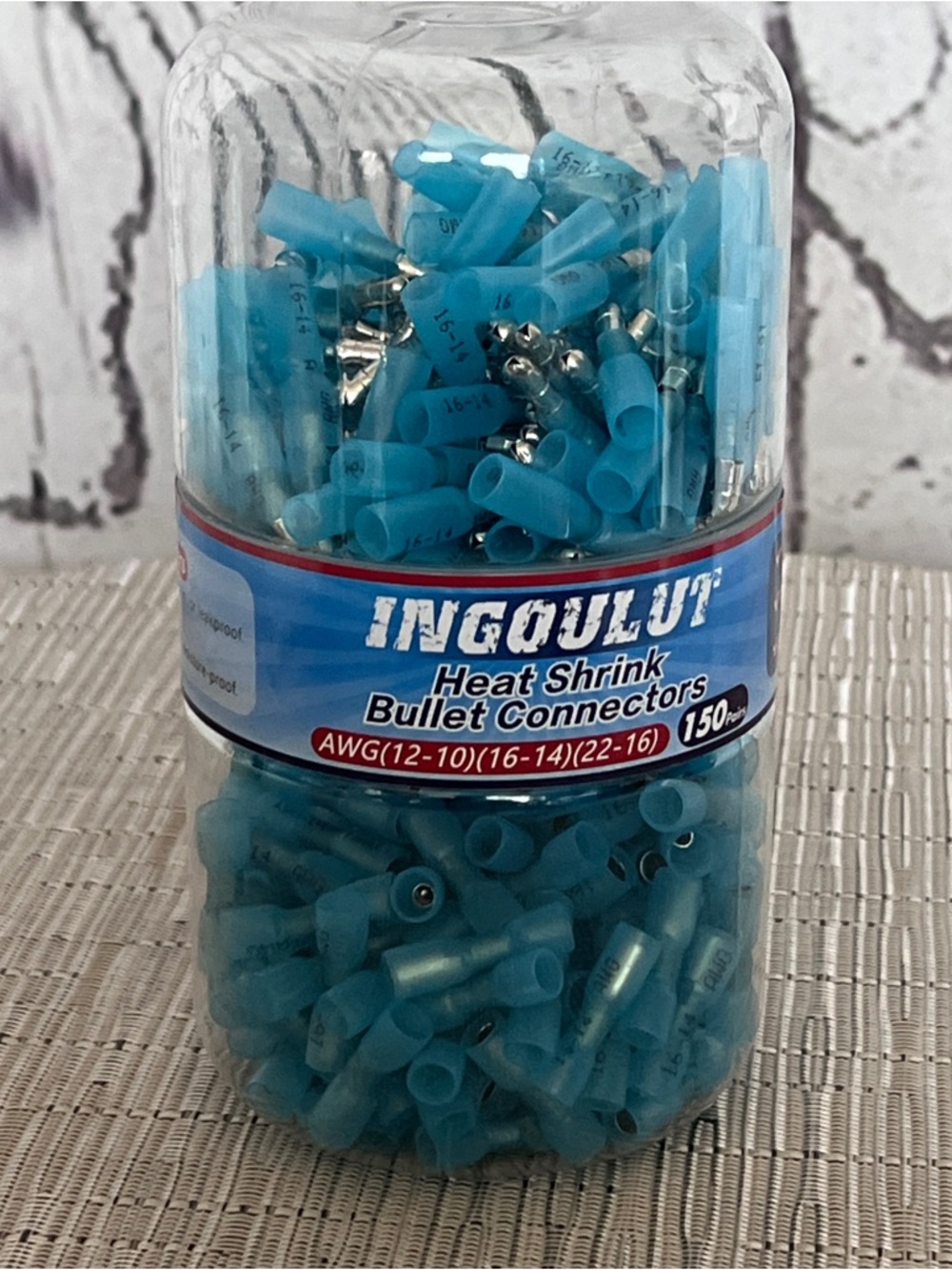 300pcs Heat Shrink Bullet Connectors for Wiring Blue Waterproof Quick AWG 16-14